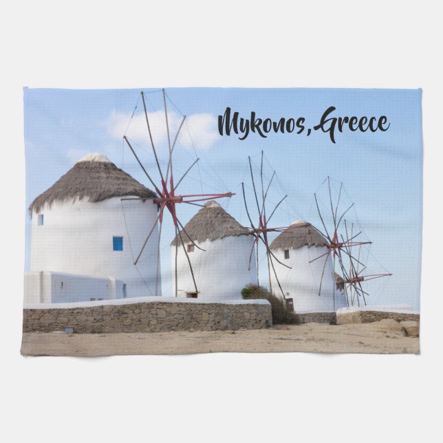 Windmills, Mykonos, Grekland Kökshandduk (Horisontell)