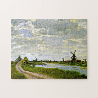 Windmills nära Zaandam Monet Fine Art Pussel
