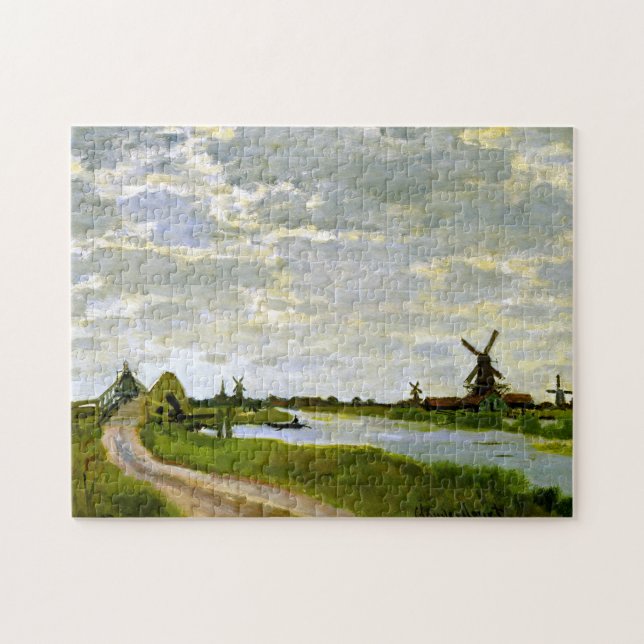 Windmills nära Zaandam Monet Fine Art Pussel (Horisontell)
