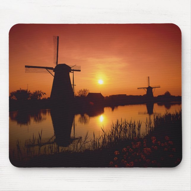 Windmills vid sunset, Kinderdijk, Nederländerna Musmatta (Framsidan)