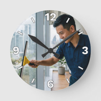 Window Cleaner Office Decor Rund Klocka