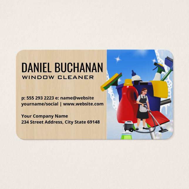 Window Cleaning | Squeegee | Maid Visitkort (Framsidan)