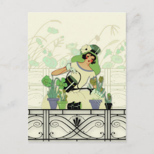 WINDOW GARDEN, ART DECO DAM: SOMMER GRÖNTS VYKORT