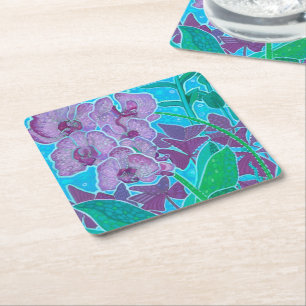 Window Garden Orchid Flowers Blommigt Botanical Ar Underlägg Papper Kvadrat
