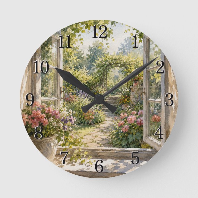 Window & Garden Wall Clock — Charming Nature Desig Rund Klocka (Framsida)