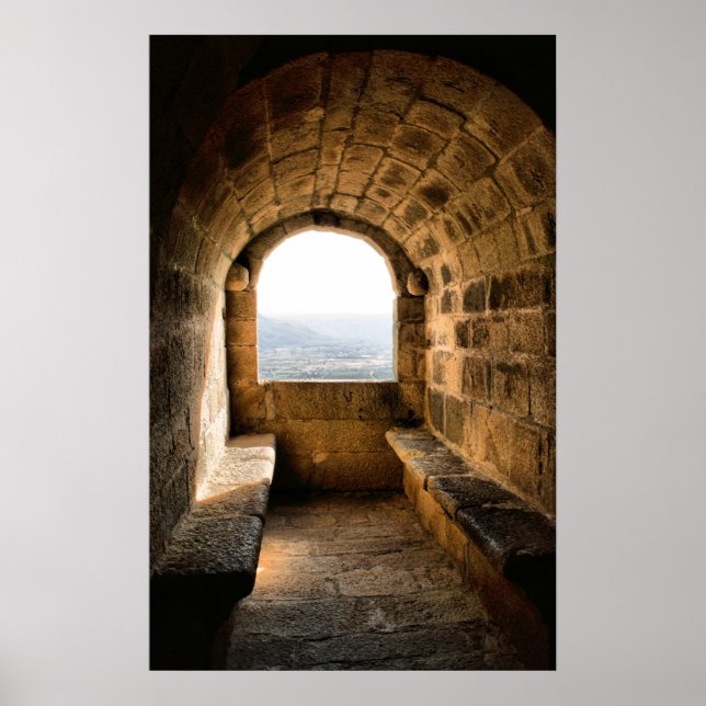 Window of Monterrey castle, Verin (Spanien) Poster (Framsidan)