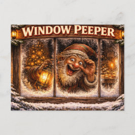 Window Peeper Icelandic Yule Lad Postcard  Vykort