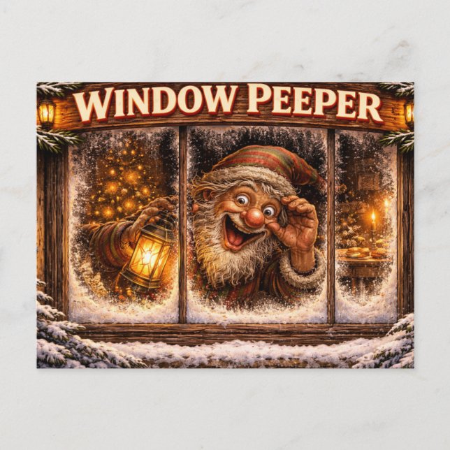 Window Peeper Icelandic Yule Lad Postcard  Vykort (Framsida)