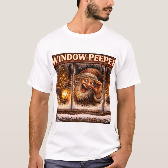 Window Peeper Icelandic Yule Lad  T Shirt (Framsida)