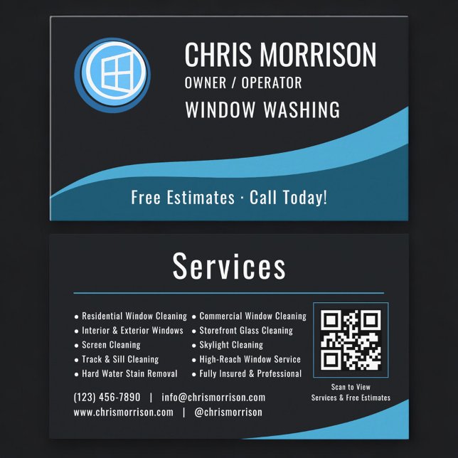 Window Washing Service QR Code Visitkort (Skapare uppladdad)