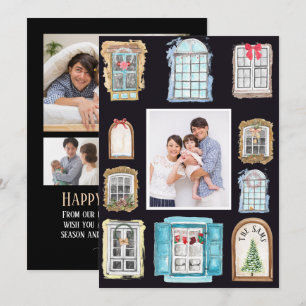 Windows-familjens fotokort för vinterjul kort