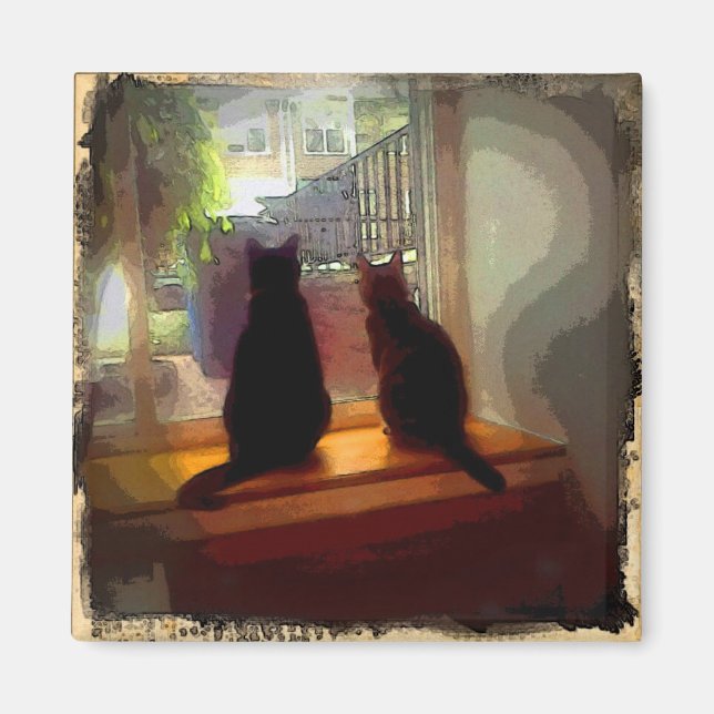 Windows Gazing Kattunge CB Magnet (Framsidan)