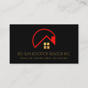 Windows Realty för Red Sol Rooftop Guld Visitkort