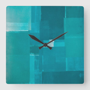 Windows Teal Abstrakt Art Fyrkantig Klocka