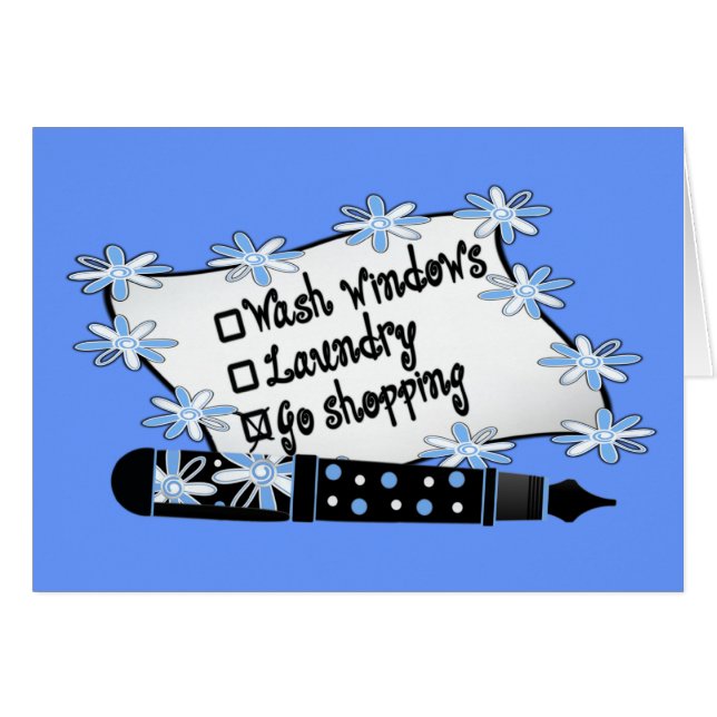 Windows, tvätt eller shopping! hälsningskort (Framsidan Horizontal)