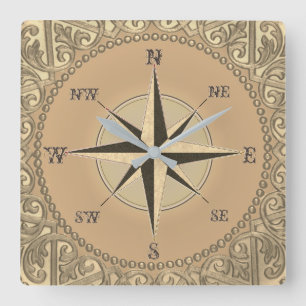 Windrose Clock Fyrkantig Klocka
