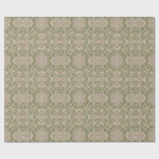 Windrush Oliv Blommig Vintage Presentpapper (Platt)