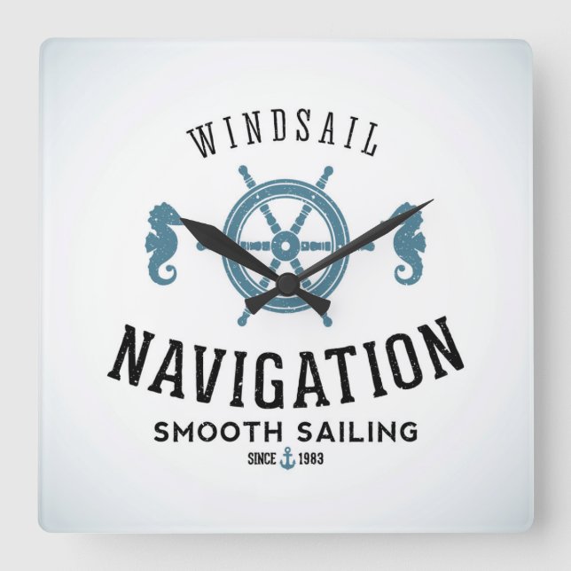 Windsail Navigation Poster Fyrkantig Klocka (Framsida)