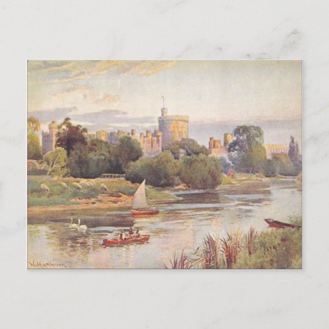 Windsor Castle and River Thames 1910 Vykort (Framsida)
