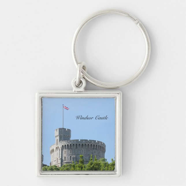 Windsor Castle Fyrkantig Silverfärgad Nyckelring (Framsidan)