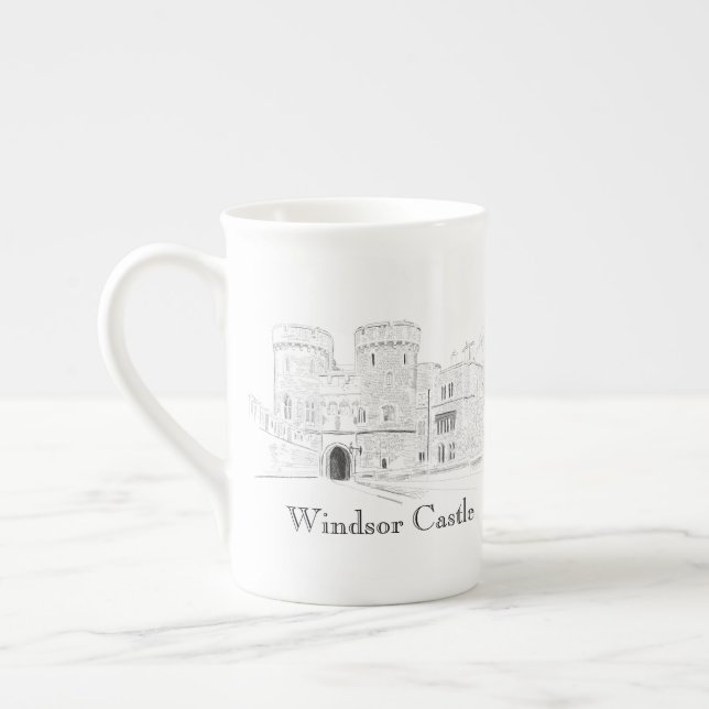 Windsor Castle Iconic Landmark Illustration Benporslin Mugg (Vänster)