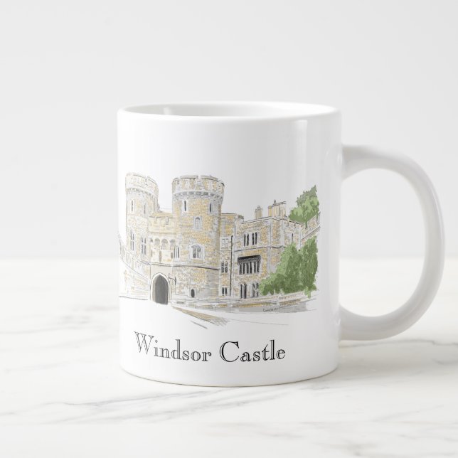 Windsor Castle Iconic Landmark Illustration Jumbo Mugg (Höger)