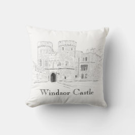 Windsor Castle Iconic Landmark Illustration Kudde