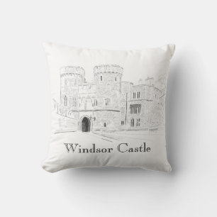 Windsor Castle Iconic Landmark Illustration Kudde