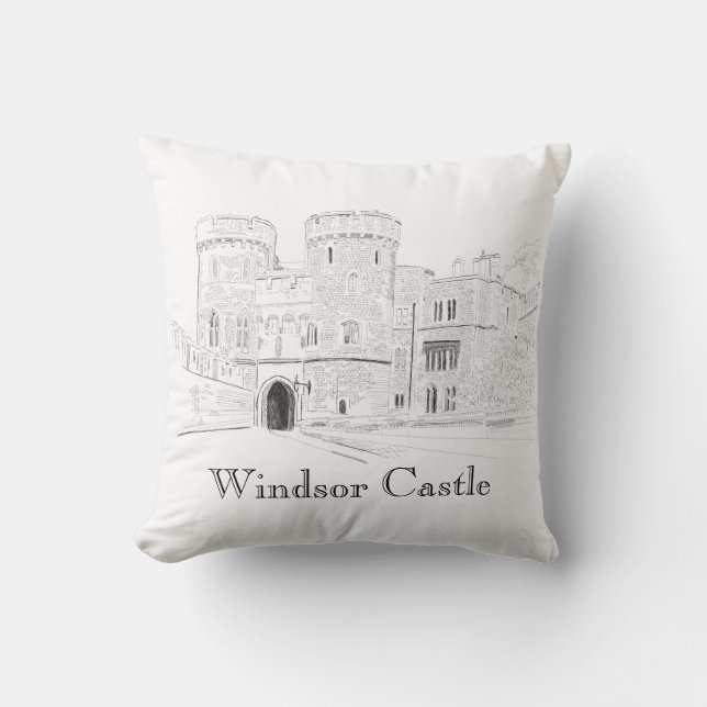 Windsor Castle Iconic Landmark Illustration Kudde (Framsida)