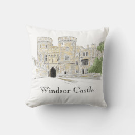 Windsor Castle Iconic Landmark Illustration Kudde