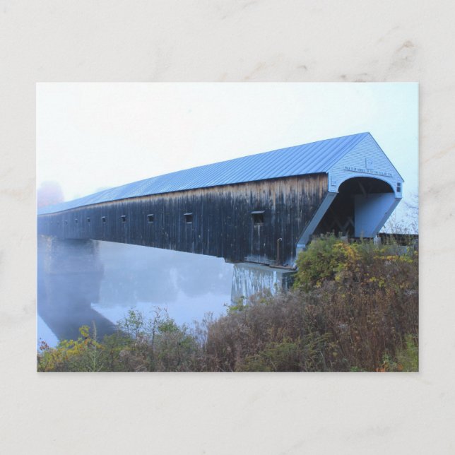 Windsor Cornish Covered Bridge i Fog Vykort (Framsida)