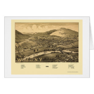 Windsor panorama- karta för NY - 1887 Hälsningskort