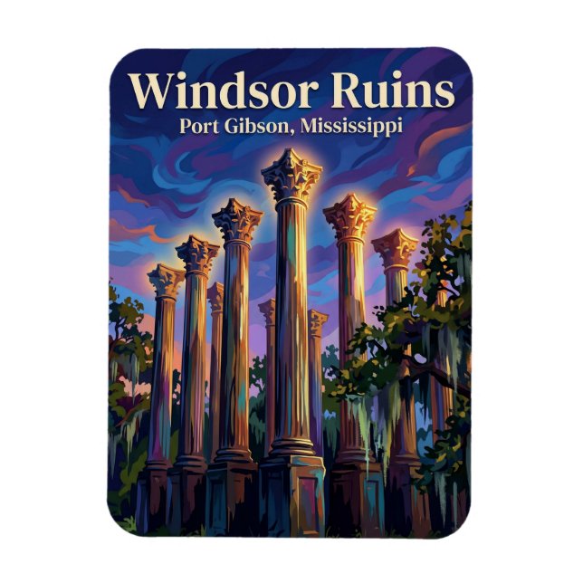 Windsor Ruins Mississippi Magnet (Vertikal)