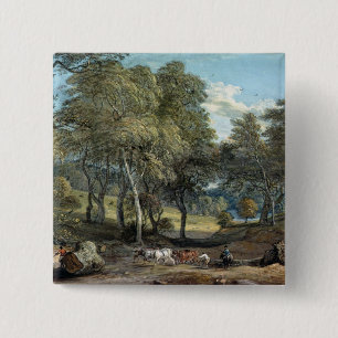 Windsor skog med oxar som drar timmer, 1798 knapp
