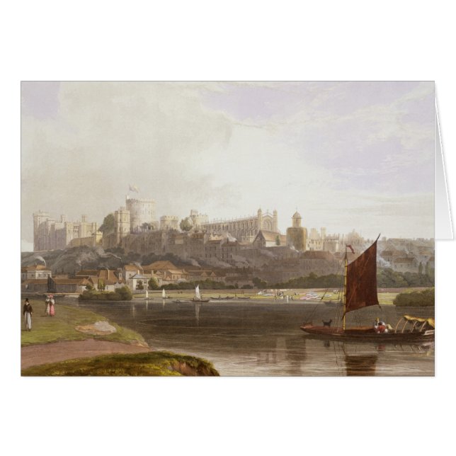 Windsor slott från flodängen på Thamesen Hälsningskort (Framsidan Horizontal)