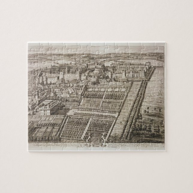 Windsor slott som inristas av den Johannes slafen Pussel (Horisontell)