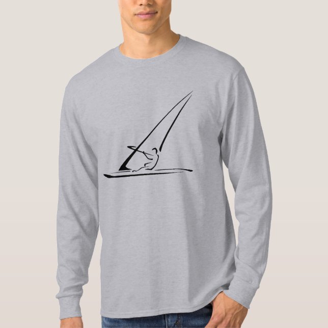 Windsurf förhöjde svart skisserar tee shirt (Framsida)