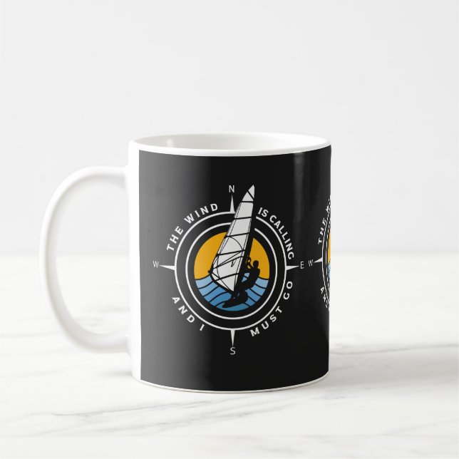Windsurf, vinden ringer och jag måste gå. kaffemugg (Vänster)