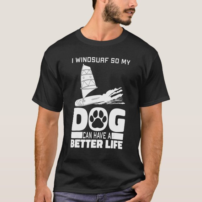 Windsurfer Dog - Sailboarding Boardsailing Windsur T Shirt (Framsida)