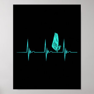 Windsurfer Heartslag Ekg Pulse Vatten sport Windsu Poster