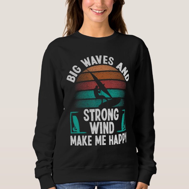 Windsurfer Sail Strong Wind Big Waves Windsurfing  T Shirt (Framsida)
