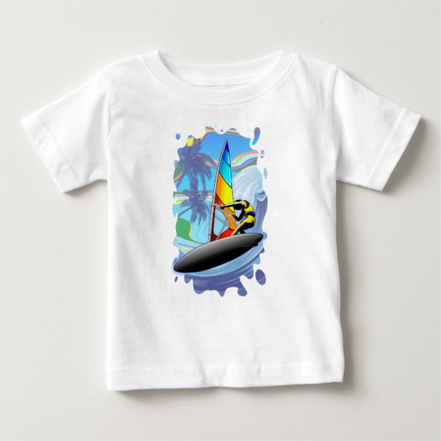 WindSurfer vid Ocean Vågar Baby T-Shirt (Framsida)