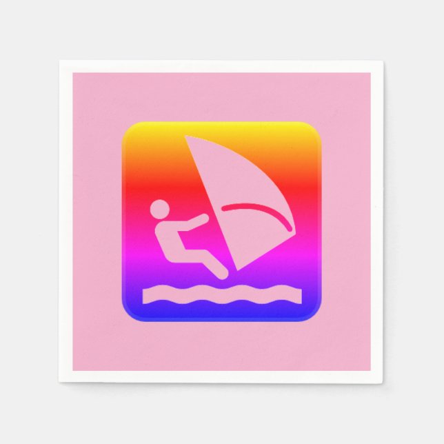Windsurfer - Windsurfing Rainbow Vattensporter Pappersservett (Framsidan)