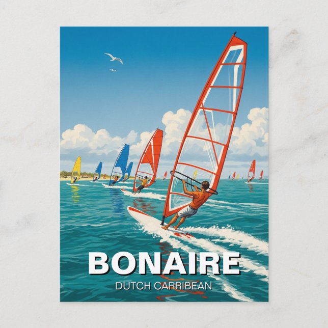 Windsurfers in Bonaire Dutch Caribbean Vykort (Framsida)