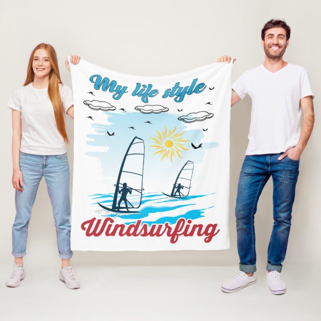 Windsurfing är mitt liv Stil Fleece Blanket (På plats)
