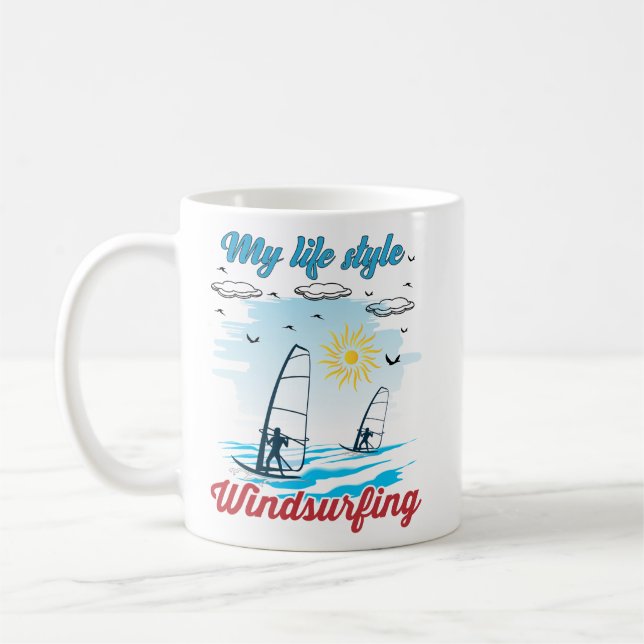 Windsurfing är mitt livstidsbeskurna glaskaffe i S Kaffemugg (Vänster)