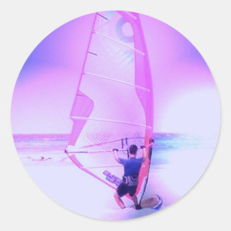 Windsurfing Färg Sticker Runt Klistermärke