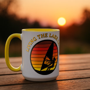 Windsurfing Girl Retro Sunset Sjö Life-mall Mugg