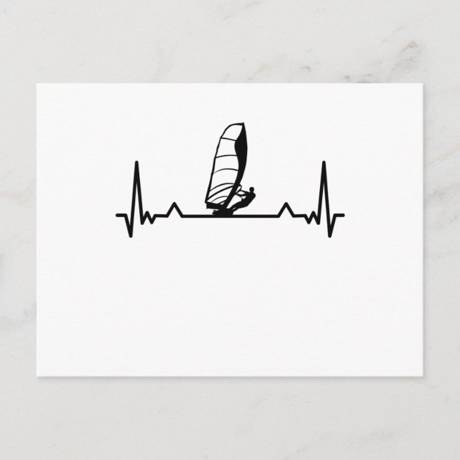 Windsurfing Heartslag Line Funny Gifts Vykort (Framsida)