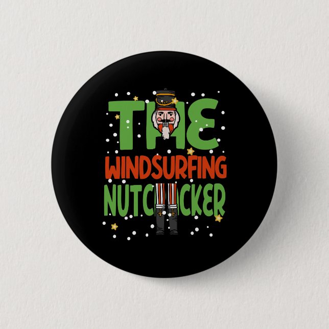 Windsurfing Nutcracker Funny jul Pajama Knapp (Framsida)